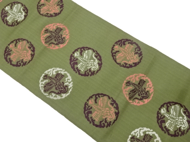 JAPANESE KIMONO / ANTIQUE FUKURO OBI / SILK / WOVEN PHOENIX